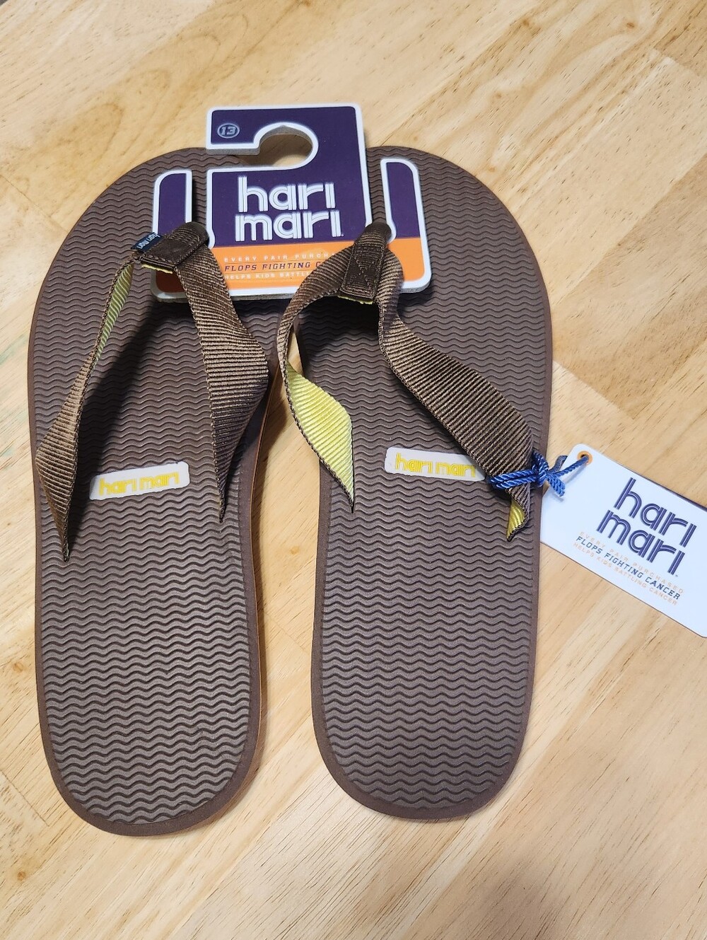 Hari Mari Dunes Flip Flop Sandals Mens 13 Brown Leather Textile Memory Foam